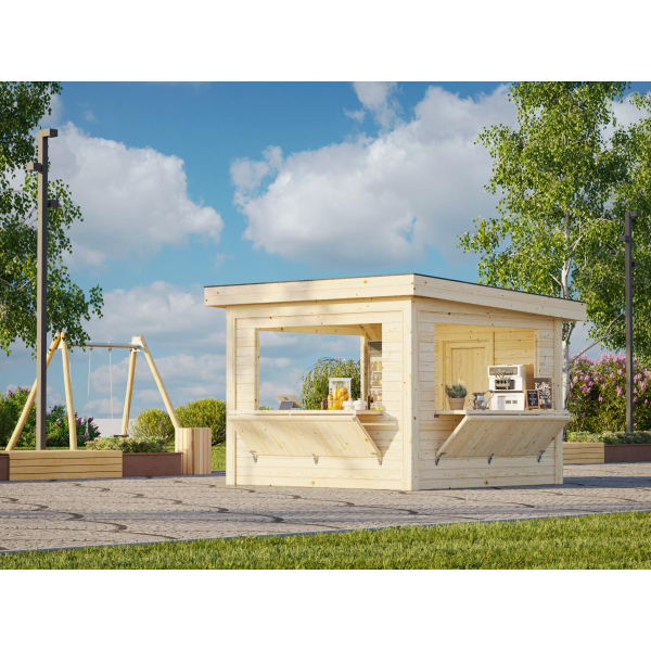 Stand bois démonTable foire 3 x 3 m | Bois brut | Lenna Set 306 | 8,3 m²