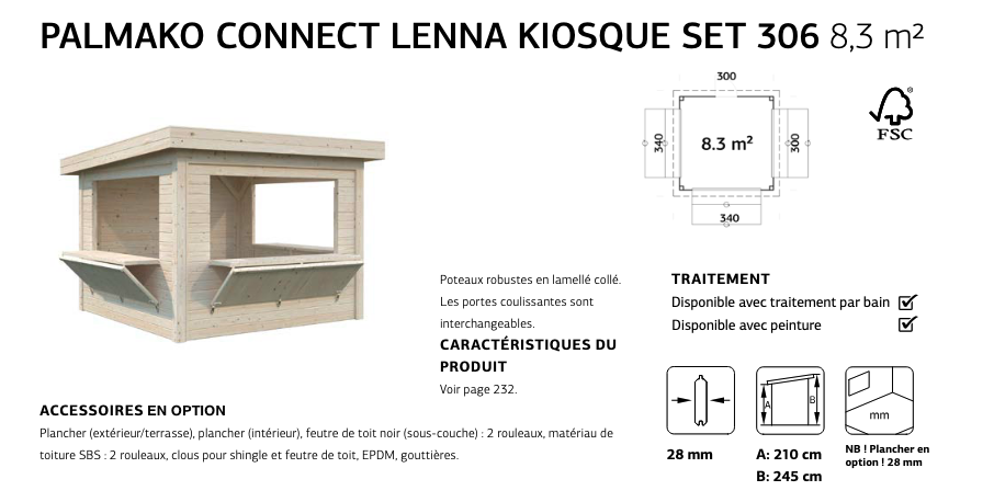 Stand bois démonTable foire 3 x 3 m | Bois brut | Lenna Set 306 | 8,3 m²
