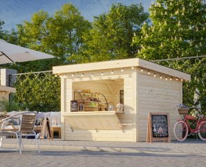 Chalet bois foire toit plat 3 x 3 m | Bois brut | Lenna Set 304 | 8,3 m²