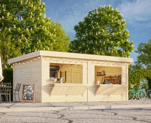 Stand de marché en bois 5,88 x 3 m | Bois brut | Lenna Set 311 | 16,6 m²