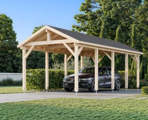 Carport extérieur bois double pente 3,15 x 7,32 m | Bois brut | Robert 23,1 m²