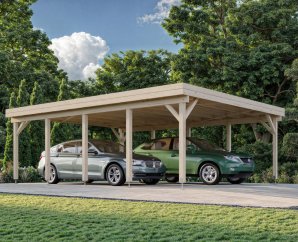 Carport bois 2 places 5,55 x 7,32 m | Bois brut | Karl 40,6 m²