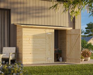 Remise de jardin à adosser 234 x 95 cm | Bois brut | Leif | 2,2 m²