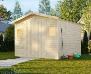 Remise bois double pente, 273 x 280 cm | Bois brut | Dan | 7,5 m²