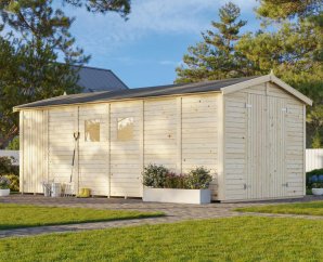 Remise bois brut 2 accès séparés, 273 x 550 cm | Bois brut | Dan | 14,7 m²