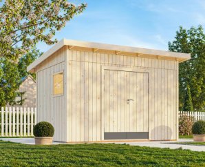 Kit cabane jardin bois 8m2, 348 x 239 cm | Bois brut | Stig | 8,2 m²