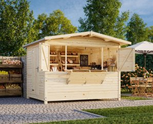 Chalet pliable foire en bois 2,98 x 2,28 m | Bois brut | Marian | 6,2 m²