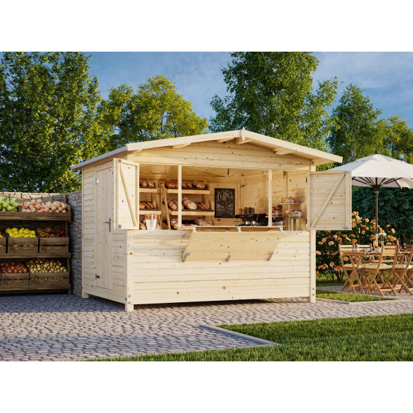 Chalet pliable foire en bois 2,98 x 2,28 m | Bois brut | Marian | 6,2 m²