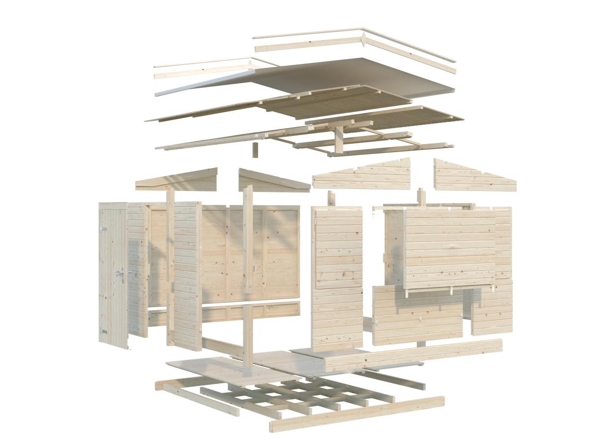 Chalet pliable foire en bois 2,98 x 2,28 m | Bois brut | Marian | 6,2 m²