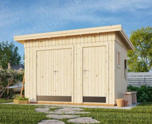 Abri bois mono pente préfabriqués, 344 x 221 cm | Bois brut | Kalle | 6,6 m²