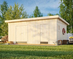 Kit abri jardin panneaux préfabriqués, 561 x 330 cm | Bois brut | Kalle | 16,9 m²