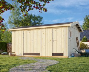 Abri outils jardin bois non traité, 452 x 330 cm | Bois brut | Olaf | 13,5 m²