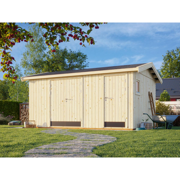 Abri outils jardin bois non traité, 452 x 330 cm | Bois brut | Olaf | 13,5 m²