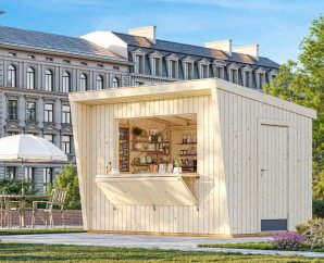 Chalet de vente foire bois 3,55 x 2,33 m | Bois brut | Kira | 7,7 m²