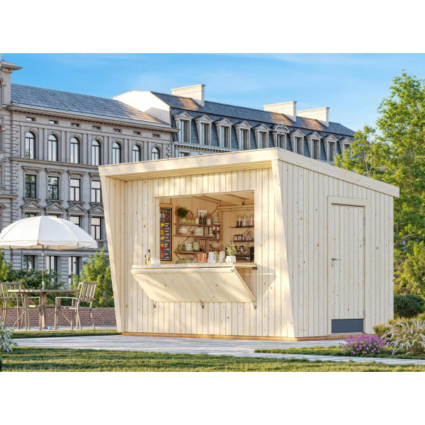 Chalet de vente foire bois 3,55 x 2,33 m | Bois brut | Kira | 7,7 m²