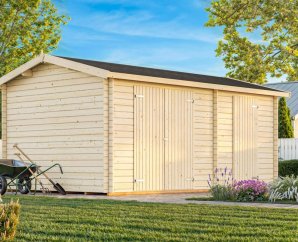 Remise de jardin bois massif, 500 x 300 cm | Bois brut | JARI | 14,5m²