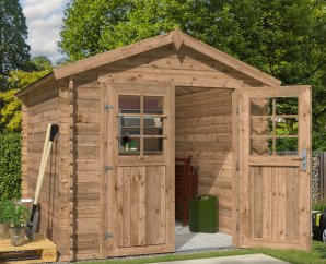 Abri jardin bois double pente 2,2 x 2,2 m | Bois brut ou traité autoclave | TOURS 4,6 m²