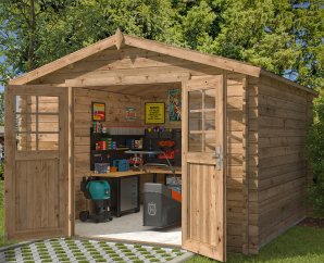 Abri jardin bois double pente 2,2 x 2,2 m | Bois brut ou traité autoclave | TOURS 4,6 m²