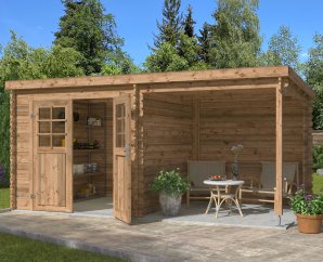 Petit Poolhouse bois SOPHY 380 x 250 cm | Bois brut ou traité autoclave | 28 mm d'épaisseur