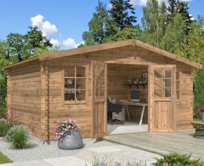 Abri de jardin bois ISOLA 484 x 374 cm | Bois brut ou traité autoclave | 28 mm d'épaisseur