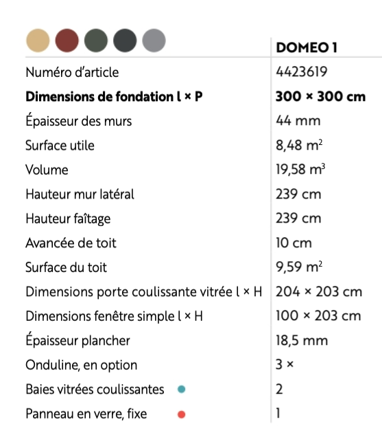 Abri de jardin en kit, DOMEO 1 | 300 x 300 cm | Bois brut | 44 mm d'épaisseur