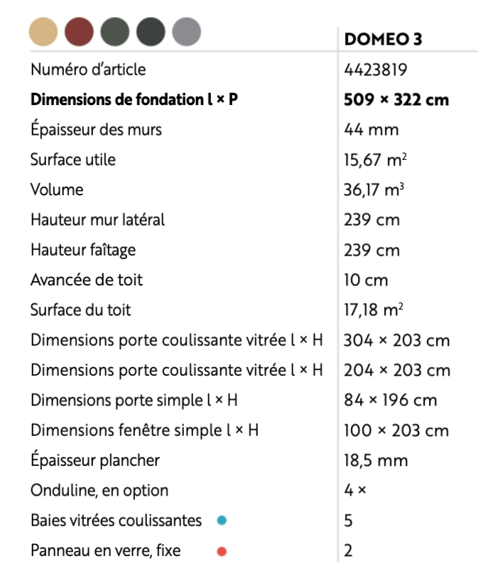 Abri extérieur contemporain, DOMEO 3 | 322 x 509 cm | Bois brut | 44 mm d'épaisseur
