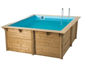 Piscine bois carrée design AZURA 300 x 300 – H 126 cm UBBINK