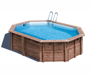 Piscine en bois ovale en kit Bambu – 535 x 335 cm H 1,30 m – Sunbay