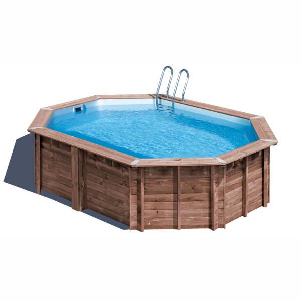 Piscine en bois ovale en kit Bambu – 535 x 335 cm H 1,30 m – Sunbay