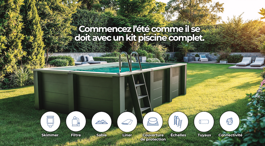 Piscine bois composite extérieure carrée 315 x 315 – H 96 cm SUNBAY