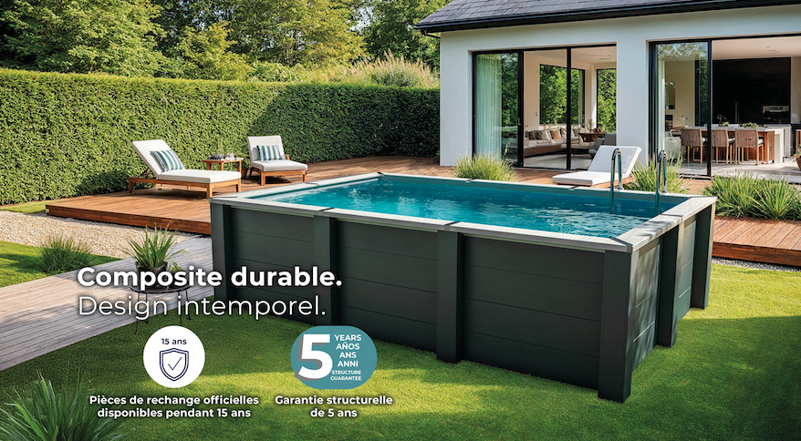 Piscine bois composite extérieure carrée 315 x 315 – H 96 cm SUNBAY