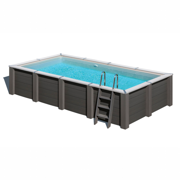 Piscine bois composite rectangulaire avec projecteur LED 595 x 315 – H 126 cm - GRÉ