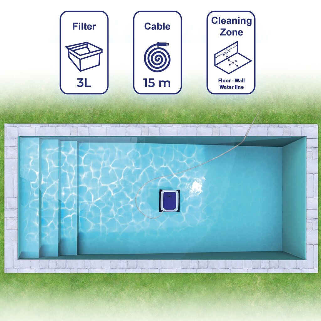 Robot piscine fond parois ligne eau ER 230 pour piscines jusqu'à 9 x 4m - GRE