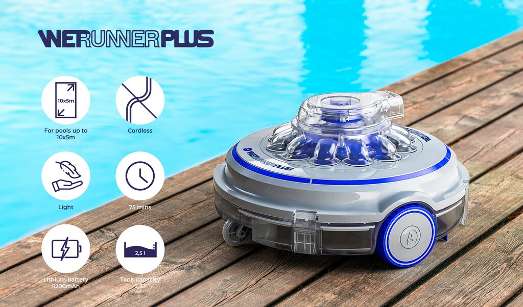 Robot nettoyage sans fil pour piscines hors-sol et enterrées jusqu'à 10 x 5 m - GRE