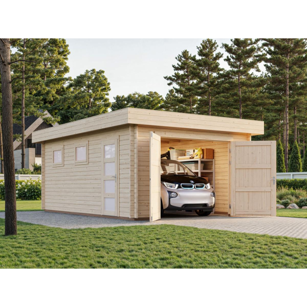 Garage en bois toit plat 4,20 x 5,98 m Rasmus – Palmako