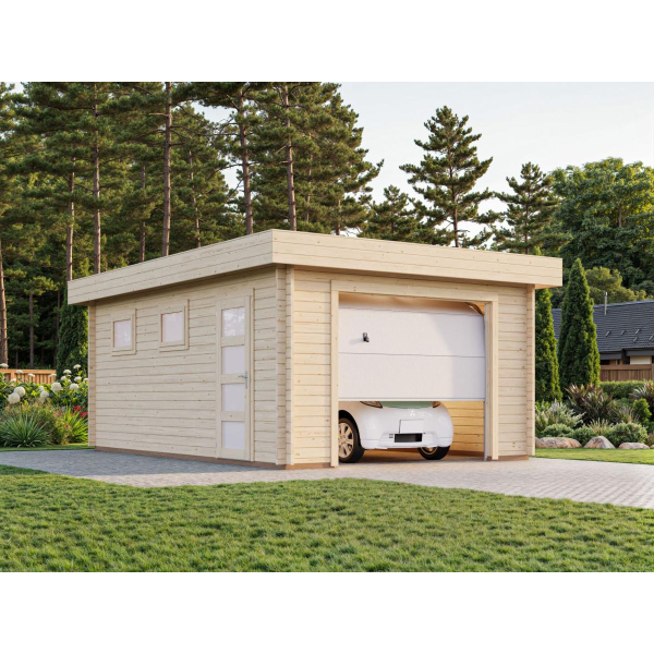 Garage en bois toit plat en kit 4,20 x 5,98 m Rasmus – Palmako