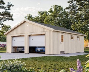 Garage double en bois André 7,12 x 7,85 m – Palmako