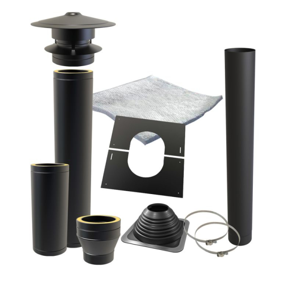 Tuyau d'échappement pour pôele de sauna en acier inoxydable 316 noir