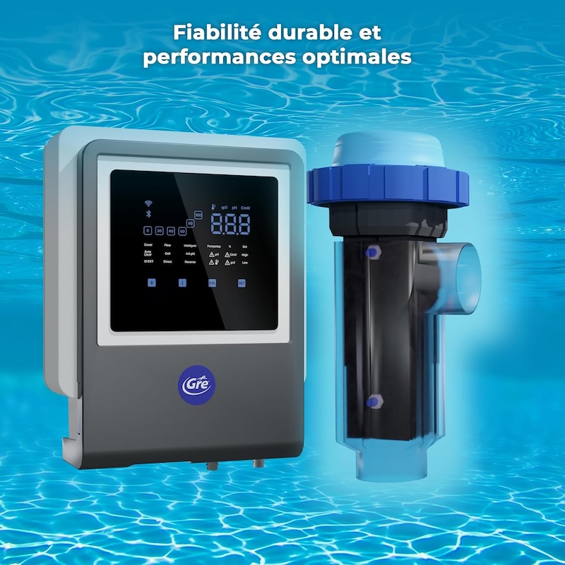 Électrolyseur piscine automatique SWC connecté 21g/h + pH jusqu'à 100 m3 - GRE