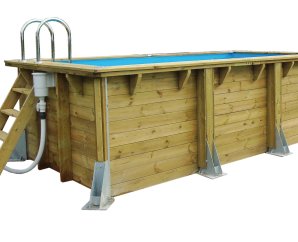 Kit piscine bois rectangulaire AZURA 200 x 400 – H 126 cm UBBINK