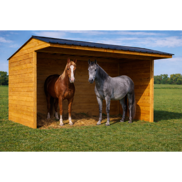 Abri chevaux 600 x 292 cm – Bois traité autoclave 40 mm