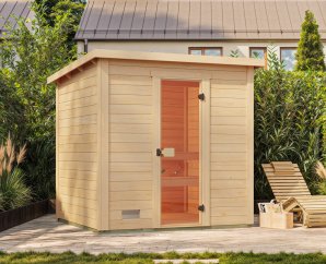 Sauna Extérieur WEKA KAAPI | 3-4 personnes | 200 × 200 cm | Bois brut 40 mm