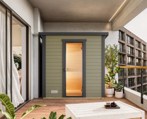 Sauna Extérieur WEKA KAAPI | 1-2 personnes | 200 × 115 cm | Peint gris vert 40 mm