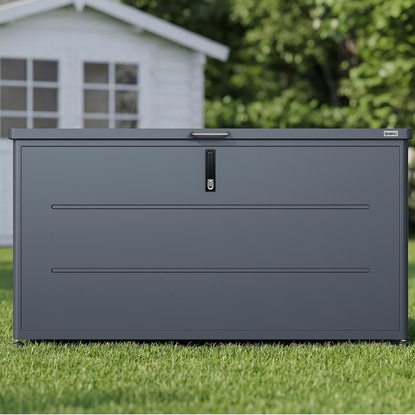 Coffre de Jardin Métal GARY Anthracite | 460 L | 135,6 x 66,2 cm
