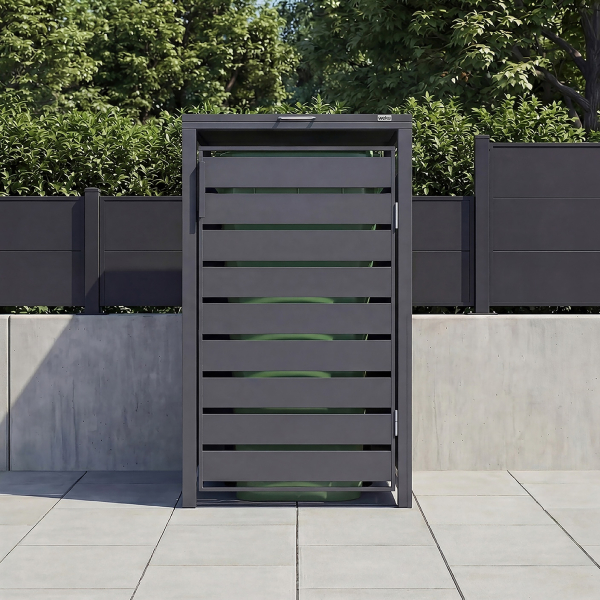 Cache-poubelle en métal GARY Anthracite pour bac 240L|  80x68 cm