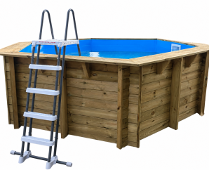 piscine-en-bois-hexagonale-azura-410-liner-bleu-ubbink