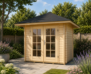 Abri de jardin en bois 177 | 5,4 à 8,5 m² | Aspect brut | 28 mm d'épaisseur